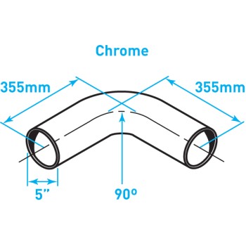 Exhaust Elbow 90º Bend, Chrome - 5"